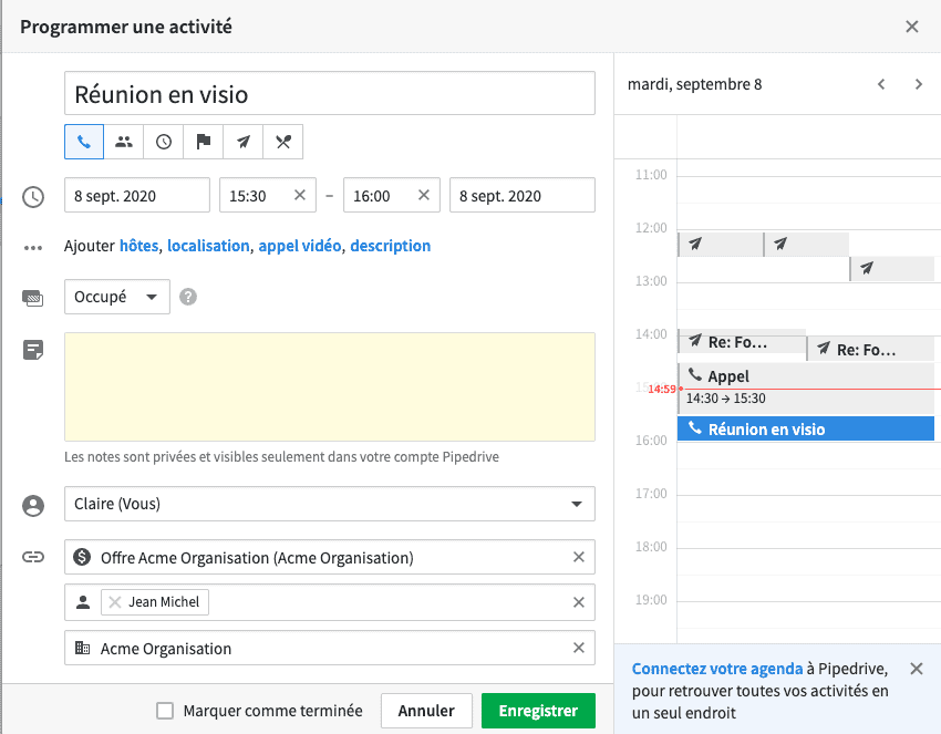 Pipedrive activités