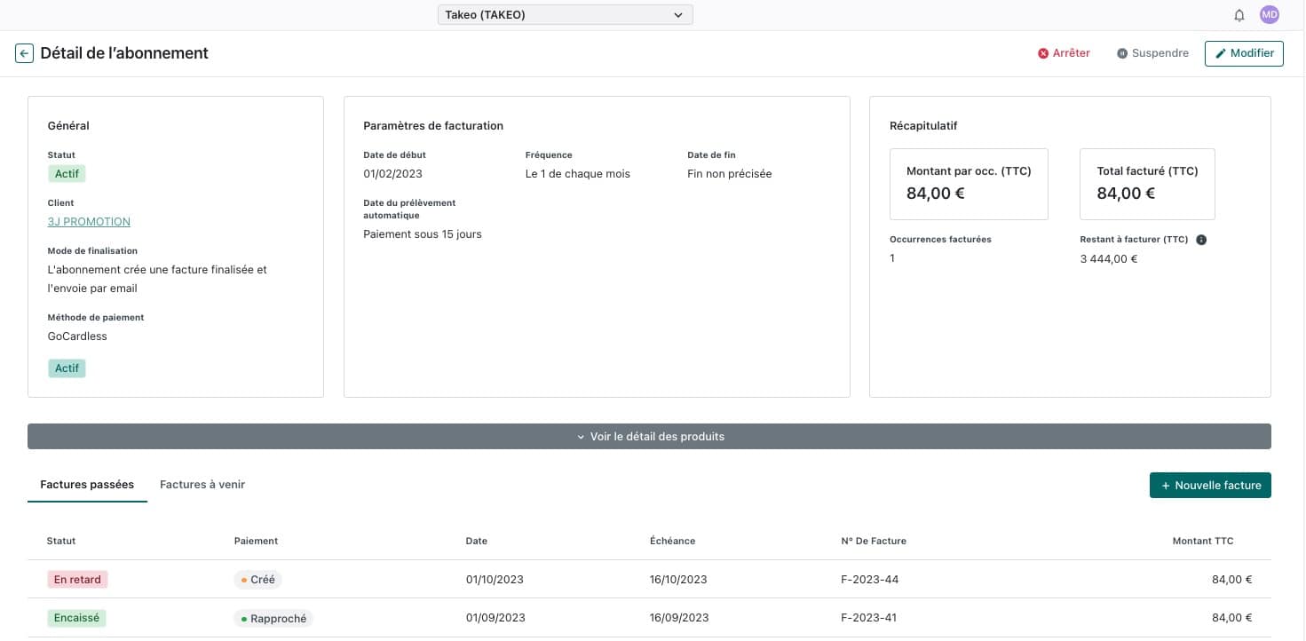 Pennylane facture abonnement