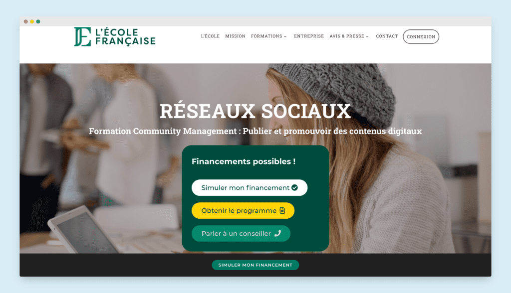 Ecole Française formation réseaux sociaux