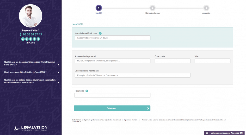 Legalvision outil de création de sasu en ligne